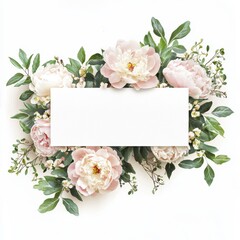 Wedding Banner Featuring Blush Peonies and Greenery for Celebratory Event