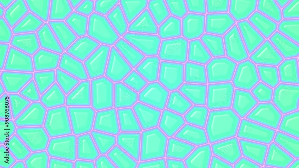 Aufkleber 3d rendering loop animation of colorful mosaic tiles with bright pink outlines