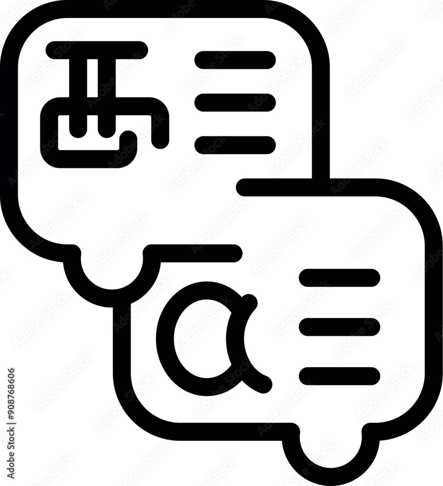 Poster online language course icon depicting the concept of e learning and foreign language acquisition