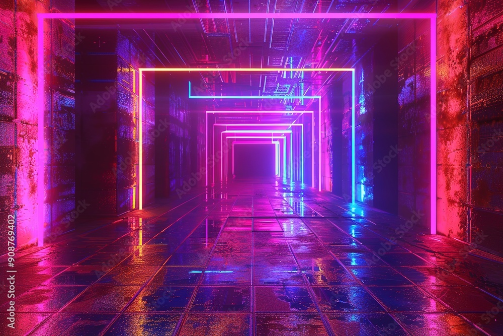 Poster neon square