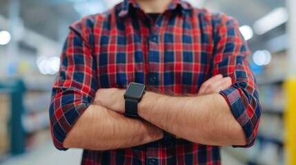 Fototapeta premium Wearable payment devices designed for seamless on the go financial transactions against a blurred dynamic background These futuristic