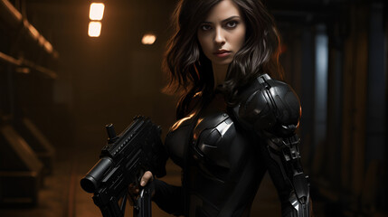 Naklejka premium woman with gun