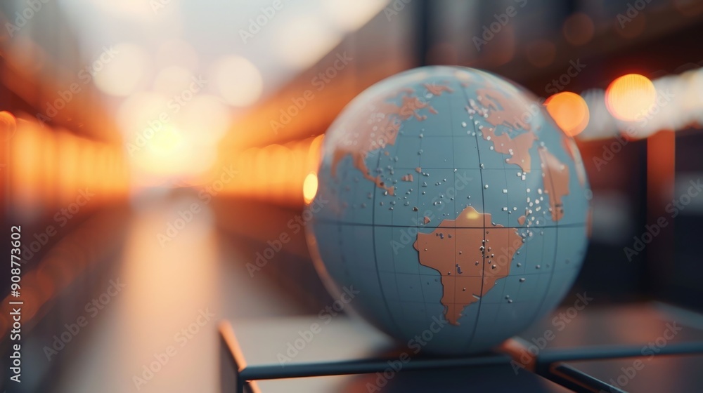 Aufkleber cross border e commerce with global shipping options and blurred depth of field depicting the interc