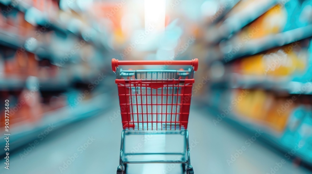 Aufkleber dynamic digital marketplace scene with vibrant product displays shopping carts and a deep depth of f