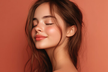 Fototapeta premium A close up of a girl's face with her eyes closed