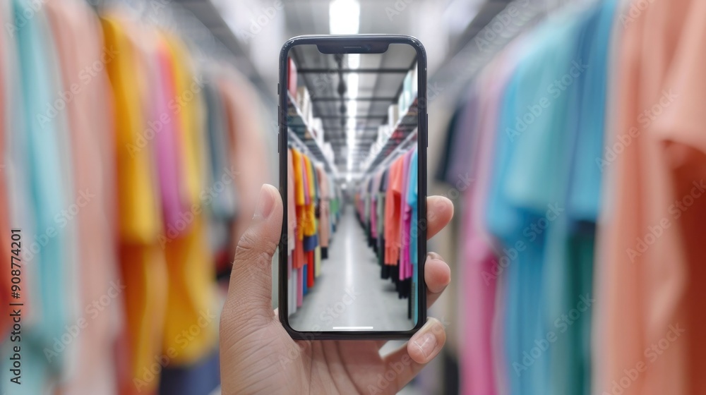 Poster augmented reality shopping experience featuring interactive product displays with a deep depth of fi