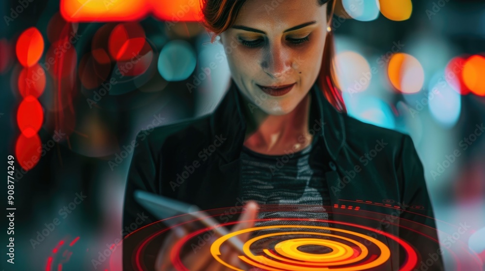 Poster seamless contactless nfc mobile payment technology showcasing a blurred depth of field background co