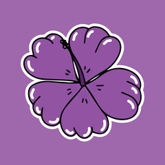 bright juicy illustration purple exotic flower 2d in cartoon style on a colorful bright background
