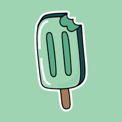 bright juicy illustration ice cream 2d in cartoon style on a colorful bright background