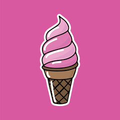 bright juicy illustration ice cream 2d in cartoon style on a colorful bright background