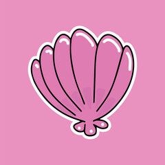 bright juicy illustration shell 2d in cartoon style on a colorful bright background