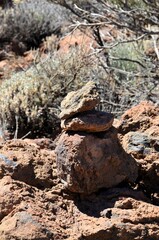 Scenic view of volcanic rock formations in desert during sunny day, Teide National Park, Tenerife