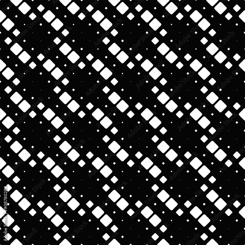 Poster monochrome rounded diagonal square pattern background - abstract vector illustration