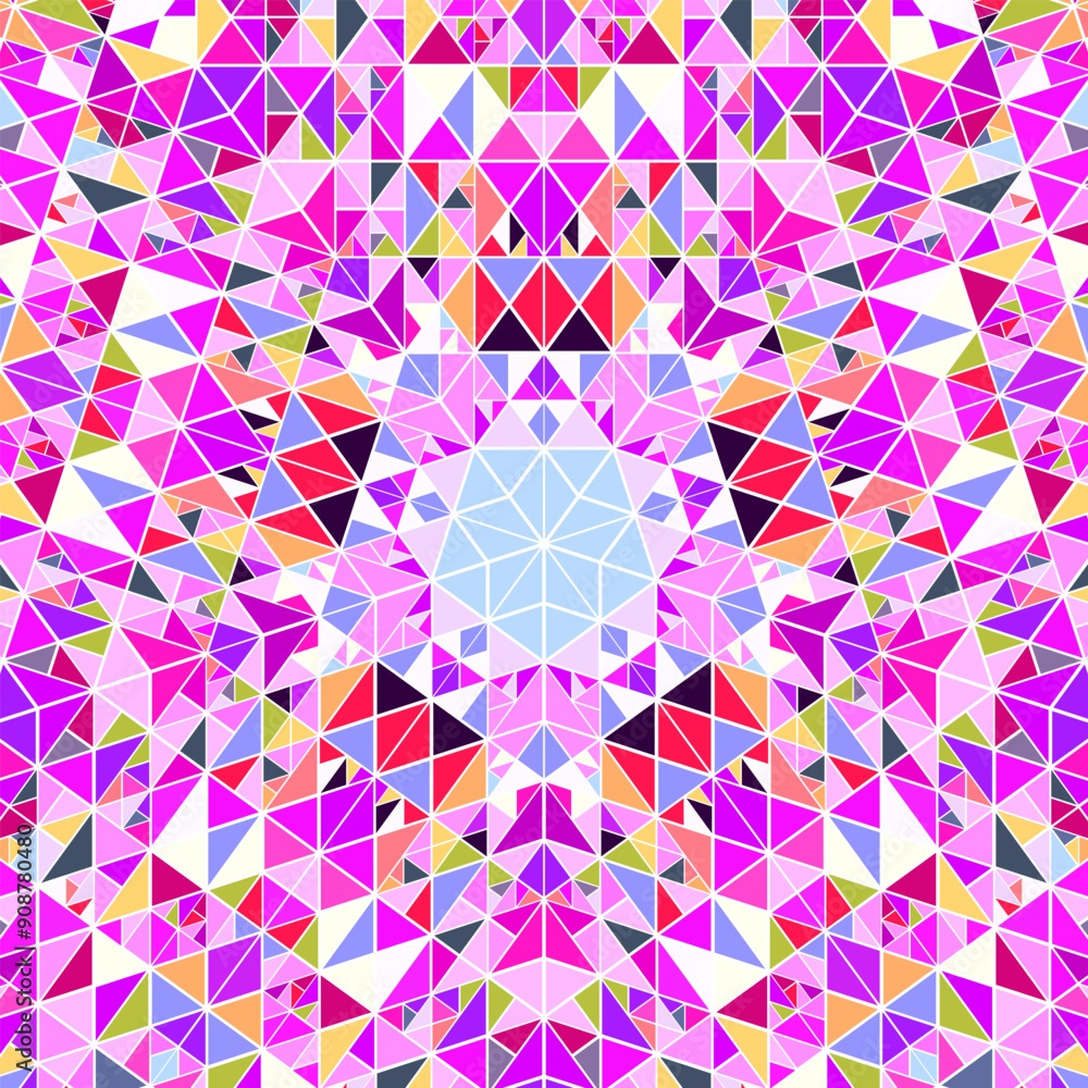 Aufkleber dynamic geometrical polygonal circular mosaic background - psychedelic colorful vector design