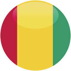 Fototapeta premium Guinea flag vector icon. Glossy round icon with flag of the Guinea on white background