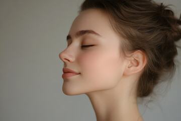 Fototapeta premium A close up of a girl's face with her eyes closed