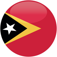 Timor Leste flag vector icon. Glossy round icon with flag of the Timor Leste on white background