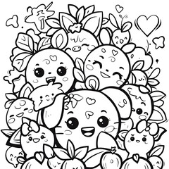 adorable Animal Coloring Page Illustration for Kids with Cute and Fun Characters