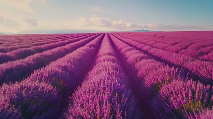 Obraz premium A scenic drone shot of a lavender field in full bloom