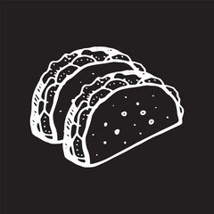 Tacos illustration on isolated black