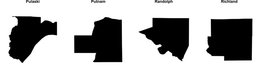 Pulaski, Putnam, Randolph, Richland outline maps