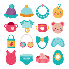 Baby accessories set art vector