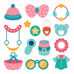 Baby accessories set art vector