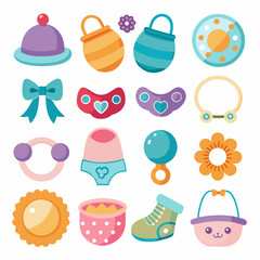 Baby accessories set art vector