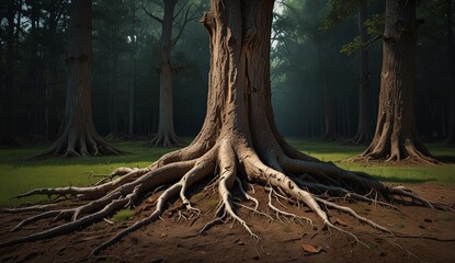 Majestic Tree Roots in Forest