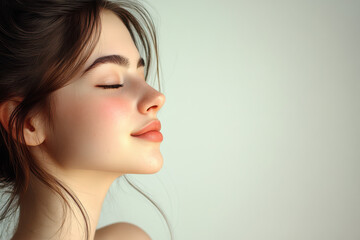 Naklejka premium A close up of a girl's face with her eyes closed