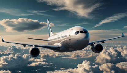 Sleek Airliner Above Clouds