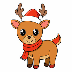Funny Christmas Baby Reindeer art vector illustration