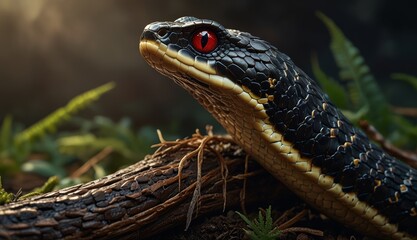 Obraz premium Majestic Black Snake in Nature
