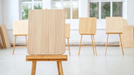 Artistic studio space with bamboo easels and natural light, creative and inspiring design