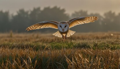 Fototapeta premium Majestic Barn Owl in Flight