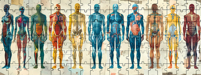 Anatomical Illustrations on Puzzle Pieces