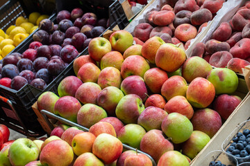A farmer's market stand with an array of fresh, organic produce, capturing the essence of healthy...
