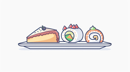 A simple vector icon set of random food in line style with isolated on white