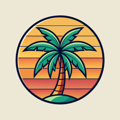 Palm tree symbolizing summer art vector illustration