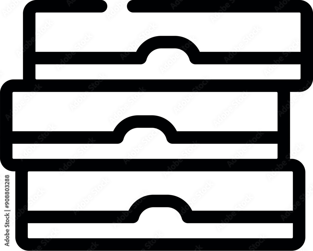 Poster simple bold outline icon of a server rack storing data