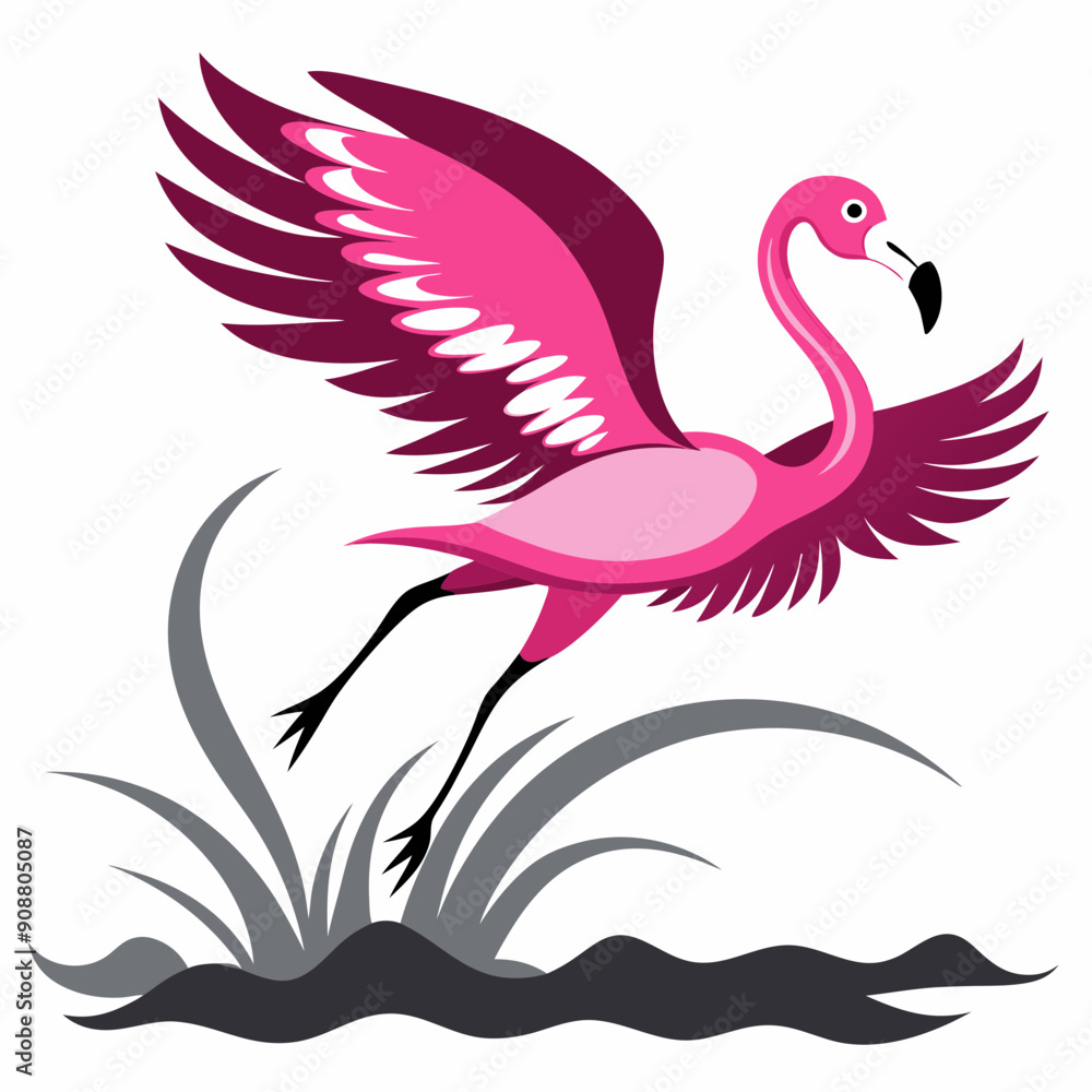 Canvas Prints flamingo bird fly water vector illustration