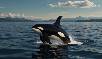 Obraz premium Majestic Orca Breaching in Ocean