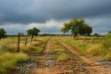Dirt Farm Road in Shamrock, Texas , rural area