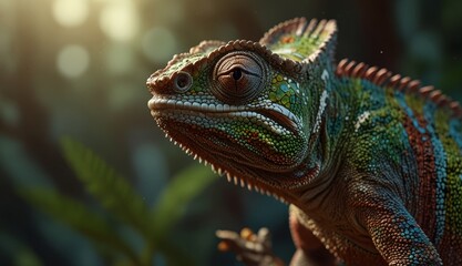 Obraz premium Colorful Chameleon in Natural Habitat