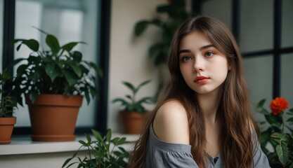 Fototapeta premium Serene Portrait of Young Woman