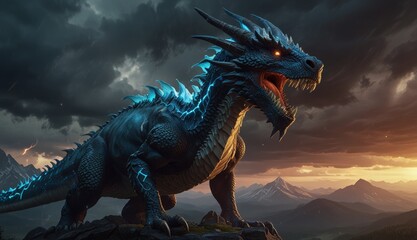 Majestic Dragon in Dramatic Landscape