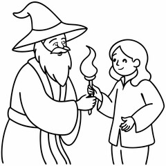 The wizard tests the peasant  art vector illustration