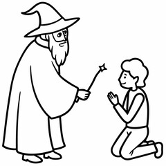 Naklejka premium The wizard tests the peasant art vector illustration