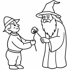 The wizard tests the peasant  art vector illustration