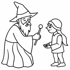 Obraz premium The wizard tests the peasant art vector illustration